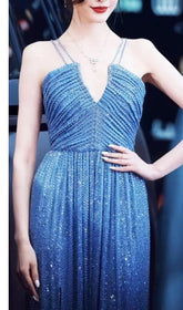 Ärmelloses Maxikleid mit Pailletten in Blau
